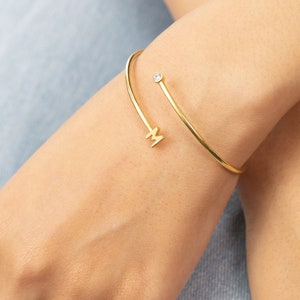 Pulseras con iniciales personalizadas, pulseras ajustables de plata Starling, pulseras personalizadas de regalo para mujeres, regalo del día de la madre