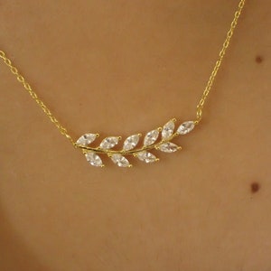 Collana con foglia unica Marquise / Collana con grappolo di diamanti / Collana con ciondolo per gioielli da sposa