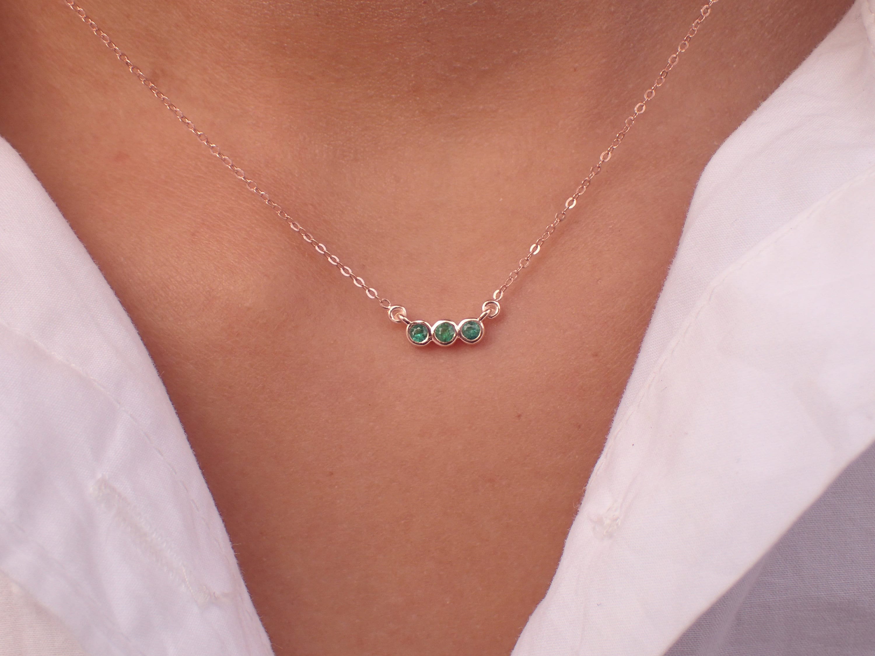 Trio Emerald Bezel Set Necklace, 14k Solid Gold 3 Stone Necklace, May Birthstone Necklace, Bridesmaid Necklace, Anniversary Gift - Etsy Trio Emerald Bezel Set Necklace, 14k Solid Gold 3 Stone Necklace, May Birthstone Necklace, Bridesmaid Necklace, Anniversary Gift - Etsy