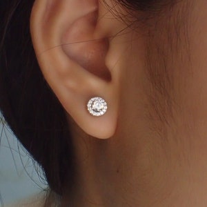 Minimalist Halo Stud Earrings / Diamonds Halo Earrings / Minimalist Earrings / Classic Earrings / Bridesmaid Gift image 6