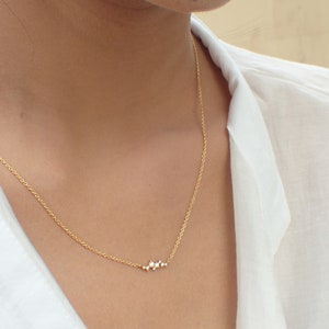 White Sapphire Cluster Necklace / Delicate Layering Necklace Gifts for Her / Dainty Necklace image 5