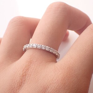 1.8mm Diamond Wedding Band, 18k Solid Gold Half Eternity Band, Delicate Stacking Band, High Quality Diamond Band