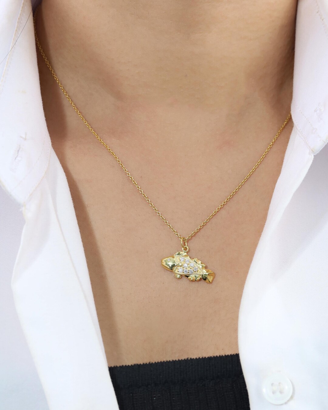 Fish Pendant Necklace, Diamond Fish Necklace, Fish Necklace Gift ...