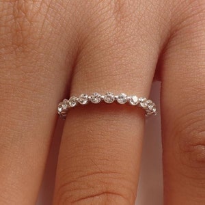 Single Prong Promise Ring / Half Eternity Diamond Promise Ring / Love Promise Ring Gift for Her / Diamond Stackable Band