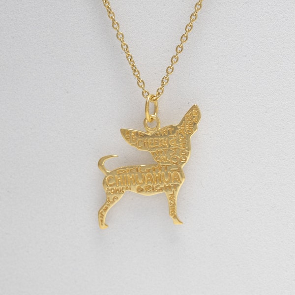 Collier pendentif chien Chihuahua, collier minimaliste de charme de chien, collier commémoratif d'amant de chien, cadeau commémoratif