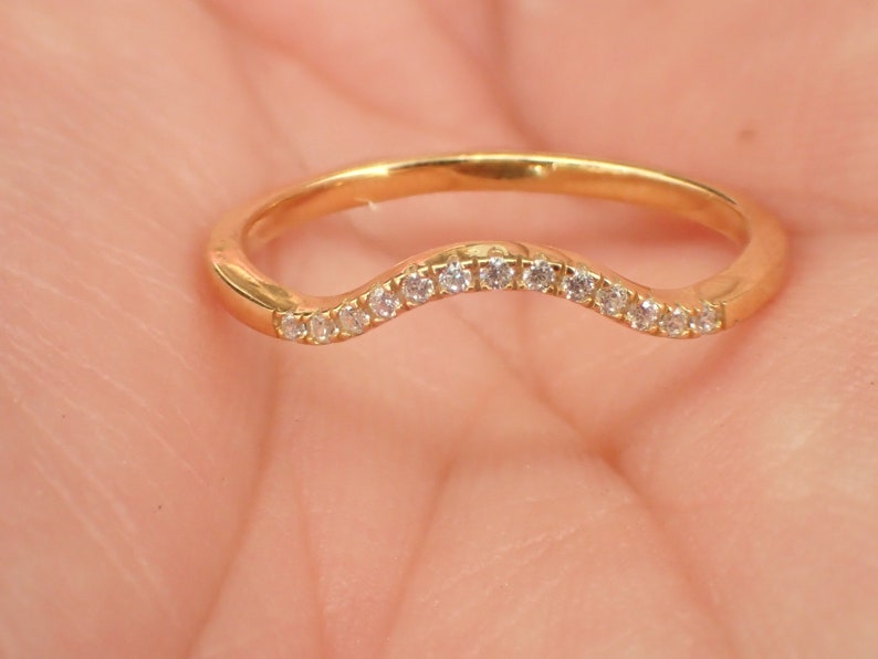 Curved Wedding Band Engagement Ring Enhancer Gold Curved Band Etsy