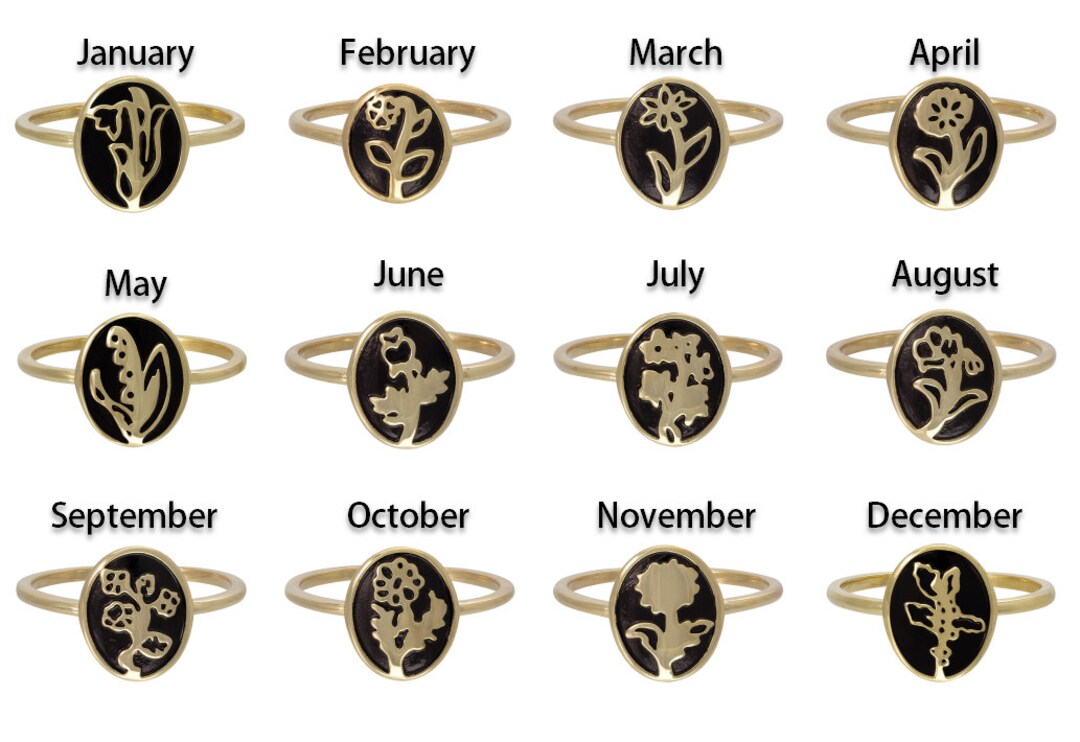Birth Flower Ring Floral Ring Personalized Flower Etsy