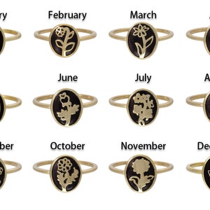Birth Flower Ring, Floral Signet Ring, Personalized Flower Rings, Minimalist Flower Ring, Floral Ring, old Signet Ring