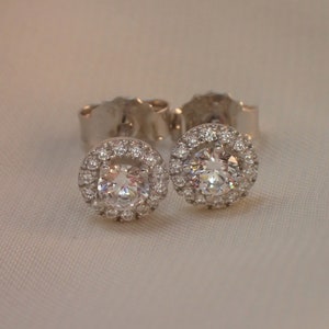 Minimalist Halo Stud Earrings / Diamonds Halo Earrings / Minimalist Earrings / Classic Earrings / Bridesmaid Gift image 7