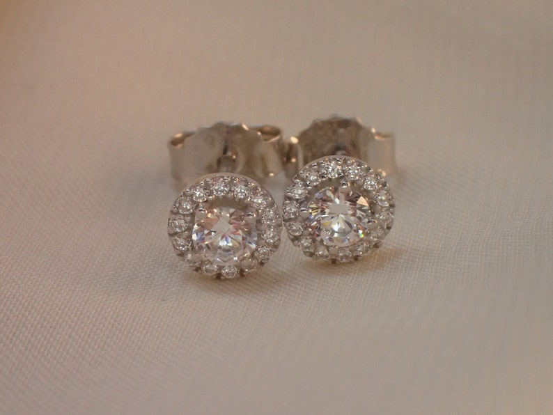 Minimalist Halo Stud Earrings / Diamonds Halo Earrings / Minimalist Earrings / Classic Earrings / Bridesmaid Gift image 7