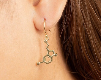 Serotonin and Dopamine Molecule Earring, Science Molecule crawler Gift, Doctor Nurse Gift, Geek Earring, Gift for Psychologist