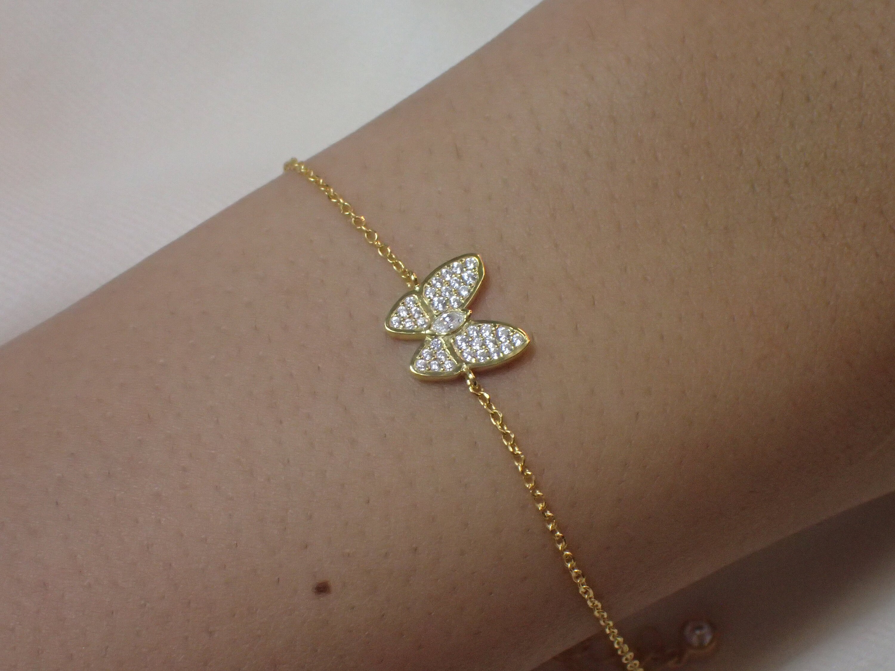 Butterfly Bracelet / Diamonds Butterfly Bracelet / 925
