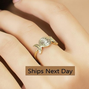 Anillo de la Luna de Hécate, Diosa de la Triple Luna, Anillo Mágico de Strophalos de Hécate, Anillo de la Diosa de la Luna