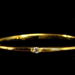 14k Gold Dainty Ring, Single Diamond Ring, Minimalist Black Diamond Ring, One Diamond Solitaire Ring