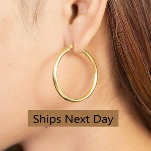 30 MM Statement Hoop Earrings, Thick Hoop Earrings, Plain Bold Hoops, Classic Earrings
