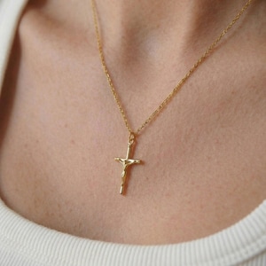 Crucifix Cross Necklace, Crucifix Pendant Necklace, Minimalist Cross Jewelry for Women, Religious Necklace, Christmas Jewelry Gift image 11