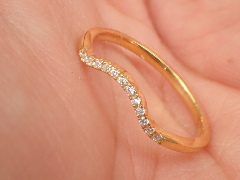 Curved Wedding Band Engagement Ring Enhancer Gold Curved Band Etsy