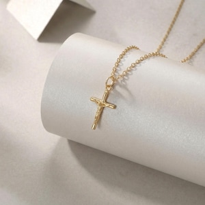 Crucifix Cross Necklace, Crucifix Pendant Necklace, Minimalist Cross Jewelry for Women, Religious Necklace, Christmas Jewelry Gift image 8