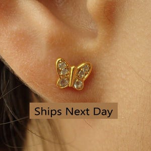 Butterfly Stud Earrings, Stackable Butterfly Earrings, Delicate Butterfly Earrings Gift for Women, Best Friend Gift, In Stock