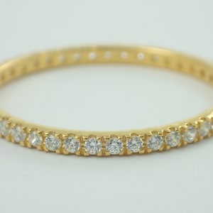 1.8mm Pave Diamond Wedding Band,  14k Solid Gold Full Eternity Band, Micro Pave Eternity Thin Dainty Stacking Band