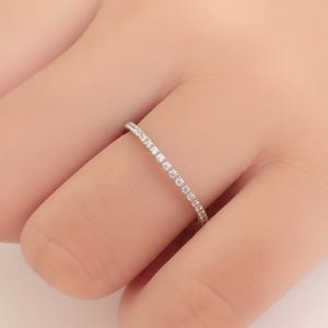 Micro Pave Diamond Wedding Band, Full Eternity Band in 14k Solid Gold, Thin Dainty Band, VS E-F Diamond Band