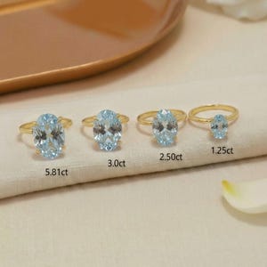 Aquamarine Engagement Ring Oval Solitaire Ring Minimalist Travel Ring March Birthstone