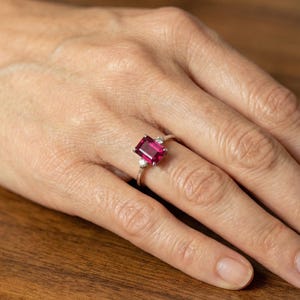 1.75ct Ruby Ring, Emerald Cut Ruby Ring, 14K Gold Statement Ring, Certified Stone Ring, July Birthstone image 12