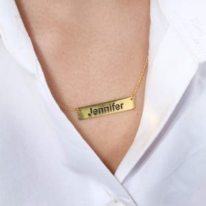 Custom Nameplate Necklace, Personalized Nameplate Necklace, Engraved Necklace for Women, Dainty Name Necklace, Anniversary Gifts