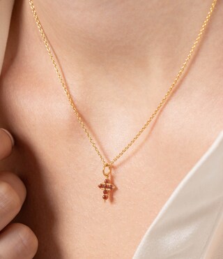 Collana Con Ciondolo In Granato Naturale, Argento 925, Pietra Di Gennaio, Gioiello Artigianale Per Donna, Bellitia