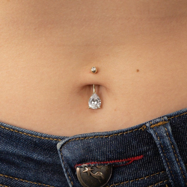 Teardrop Belly Ring, Belly Ring, Small Tear Drop Belly Ring, Navel Ring, Dainty Body Jewelry