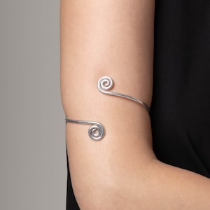 Bohemian Ethnic Upper Arm Bracelet, Spiral Cuff Bracelet, Simple Arm Band, Adjustable Cuff Bracelet, Upper Arm Jewelry