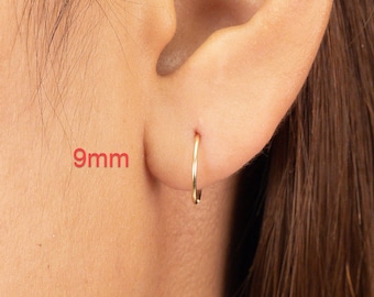 Orecchini a cerchio minimalisti in oro riempito 14k, orecchini a cerchio per cartilagine, piccoli orecchini a cerchio in oro per donna