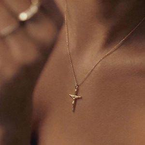 Crucifix Cross Necklace, Crucifix Pendant Necklace, Minimalist Cross Jewelry for Women, Religious Necklace, Christmas Jewelry Gift image 9