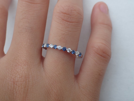 Blue Sapphire Wedding Band Diamonds Sapphire Engagement Ring