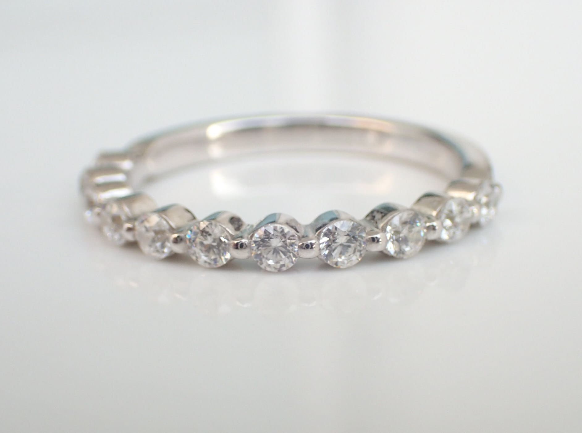 2.0 MM Single Prong Wedding Band / Floating Bubble Prong Stackable Band / Diamond Wedding Band / Matching Band Gift for Her
