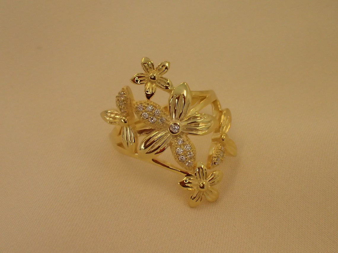 Lily Flower Ring / Sterling Silver Bouquet of Lilies Ring / Etsy