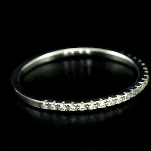 Platinum Diamond Wedding Band, Ladies Platinum Wedding Ring, Dainty Thin Platinum Band, Diamond Stackable Ring, Diamond Wedding Ring image 3