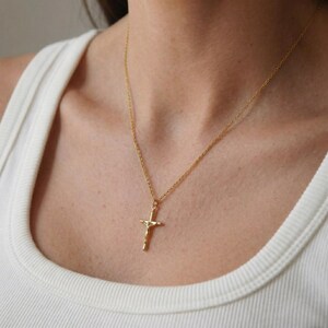 Crucifix Cross Necklace, Crucifix Pendant Necklace, Minimalist Cross Jewelry for Women, Religious Necklace, Christmas Jewelry Gift image 16