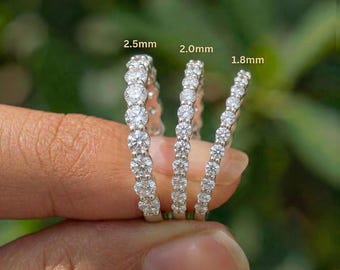 Dainty Moissanite 3/4 Eternity Band | Moissanite Wedding Ring | Stackable Anniversary Ring | Pave Gold Ring | 1.8mm 2.0mm 2.5mm
