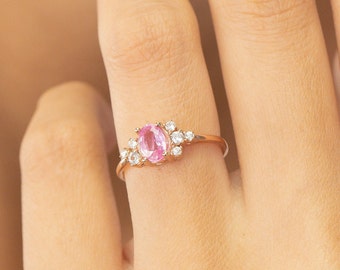 5.26 Ctw 925 Sterling Silver Plated Oval Shaped Pink Sapphire & White CZ Diamond Engagement Classic Wedding Ring 5.26 Ctw 925 Sterling Silver Plated Oval Shaped Pink Sapphire & White CZ Diamond Engagement Classic Wedding Ring