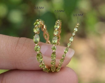 Dainty Peridot Eternity Ring | August Birthstone Gold Ring | Stackable Gemstone Band | Delicate Marquise & Round Peridot Ring for Her