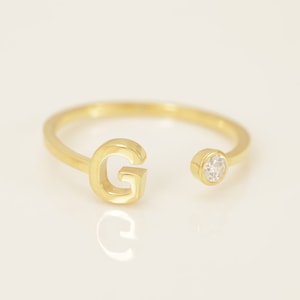 Personalized G Initial Rings, Open Cuff Ring, Dainty Initial Ring, Letter Name Ring, Gold Letter Ring, Stackable Letter Ring