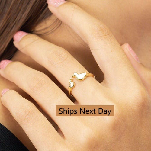 Duck Ring, 18K Gold Duck Ring, Dainty Animal Lover Jewelry