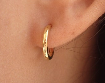 14k Rose Gold Hoop Earring / Gold Earring / Earring Gifts for Women / No Stone Earring / Hoop Earrings / 1 Pair of Earrings / Bridal Gifts