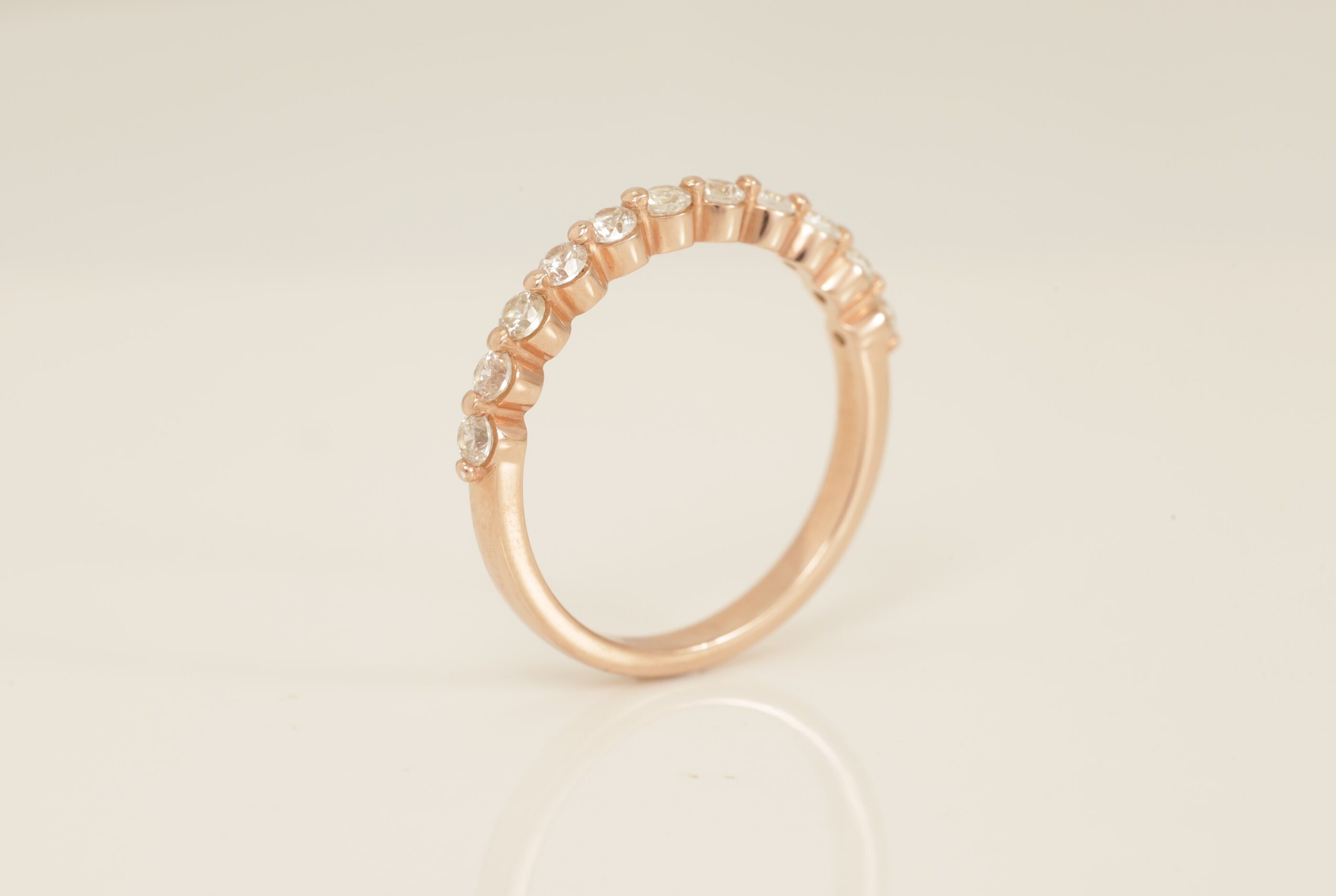 2.0 MM Single Prong Wedding Band / Floating Bubble Prong Stackable Band / Diamond Wedding Band / Matching Band Gift for Her