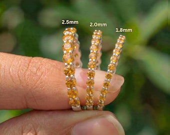 Dainty Citrine 3/4 Eternity Band in Gold | Stackable Wedding Ring | November Birthstone Gemstone Ring | Anniversary Gift