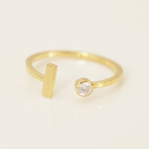 Personalized I Initial Rings, Open Cuff Ring, Dainty Initial Ring, Letter Name Ring, Gold Letter Ring, Stackable Letter Ring