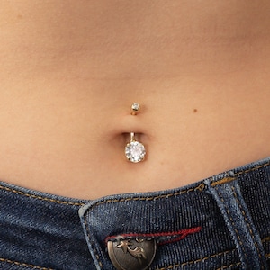 Diamond Belly Button Ring, Small Ring, Belly Ring, Diamond Ring, Belly Button, Body Piercing Ring image 1