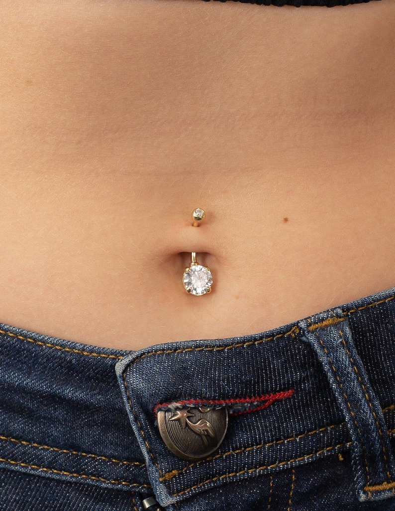 Diamond Belly Button Ring, Small Ring, Belly Ring, Diamond Ring, Belly Button, Body Piercing Ring image 1