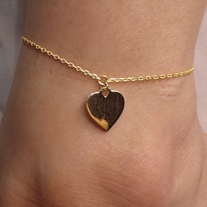 Heart Anklet / Simple Heart Anklet Bracelet / Sterling Silver Layering Anklet / Gift for Her / Bridesmaid Gift